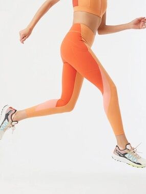 Outdoor Voices Orange & Pink Colorblock High-Rise Leggings